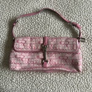 Lovely, small pink and silver and gray Coach evening bag